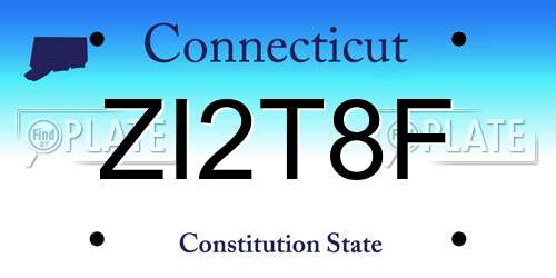 ZI2T8F Connecticut License Plate