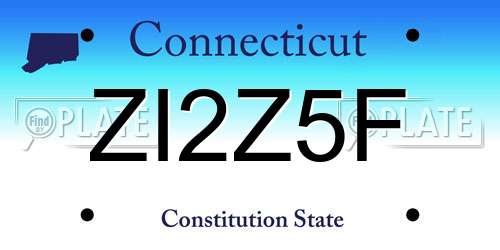 ZI2Z5F Connecticut License Plate