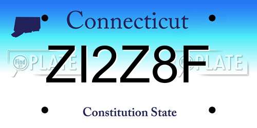 ZI2Z8F Connecticut License Plate