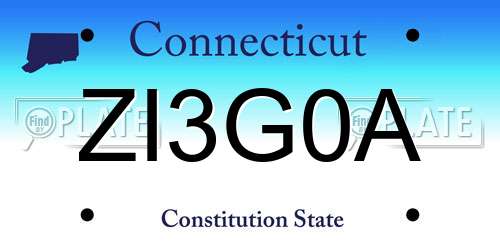 ZI3G0A Connecticut License Plate