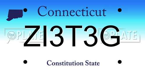 ZI3T3G Connecticut License Plate