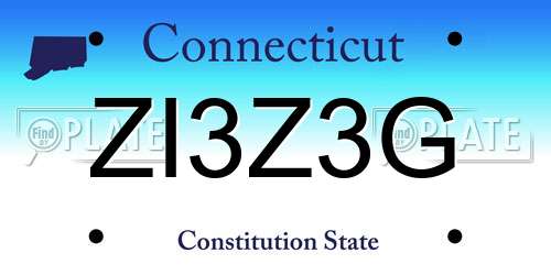 ZI3Z3G Connecticut License Plate