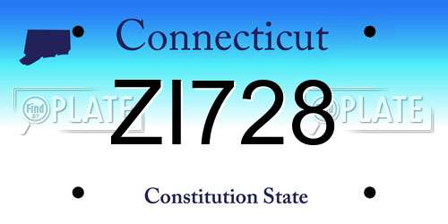 ZI728 Connecticut License Plate