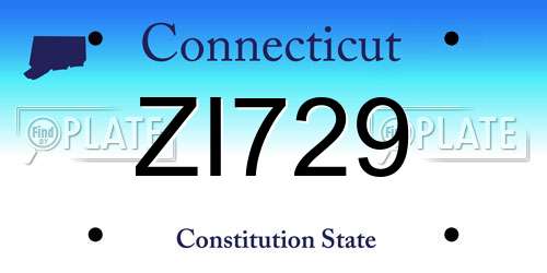 ZI729 Connecticut License Plate