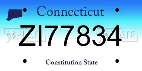 ZI77834 Connecticut License Plate