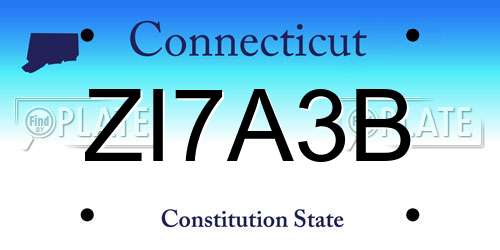ZI7A3B Connecticut License Plate