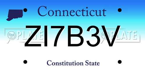 ZI7B3V Connecticut License Plate
