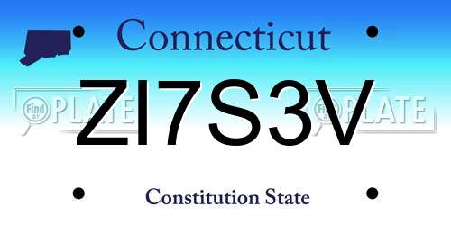 ZI7S3V Connecticut License Plate