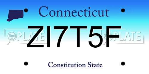 ZI7T5F Connecticut License Plate