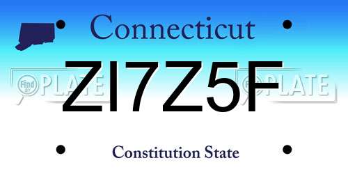 ZI7Z5F Connecticut License Plate