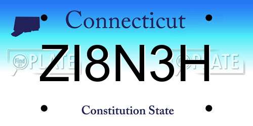 ZI8N3H Connecticut License Plate