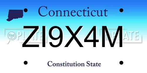 ZI9X4M Connecticut License Plate