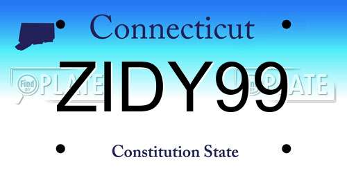 ZIDY99 Connecticut License Plate
