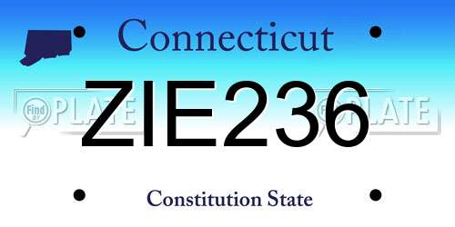 ZIE236 Connecticut License Plate