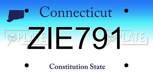 ZIE791 Connecticut License Plate