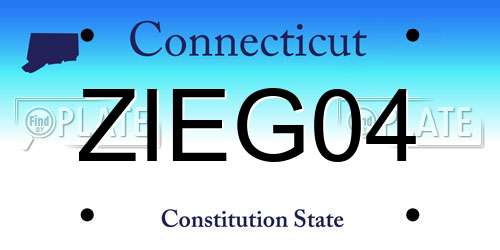 ZIEG04 Connecticut License Plate