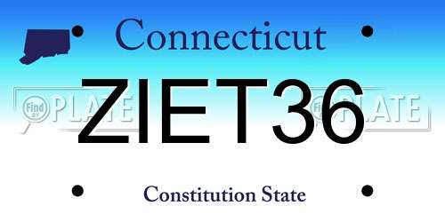 ZIET36 Connecticut License Plate