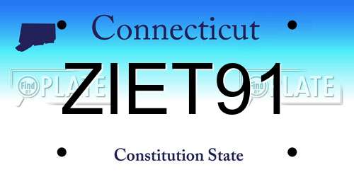 ZIET91 Connecticut License Plate