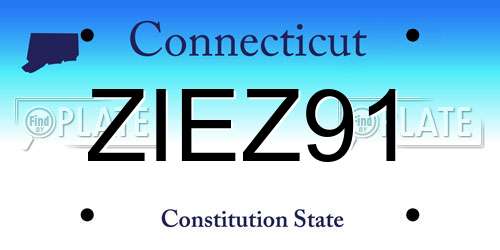 ZIEZ91 Connecticut License Plate