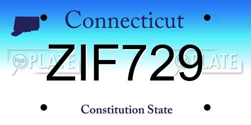 ZIF729 Connecticut License Plate