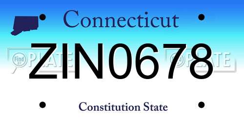 ZIN0678 Connecticut License Plate