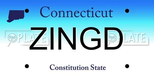 ZINGD Connecticut License Plate