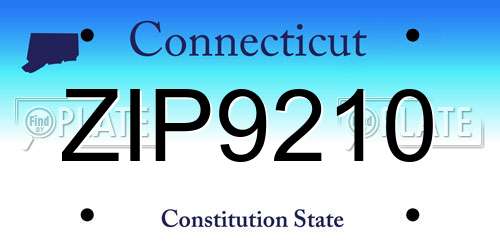 ZIP9210 Connecticut License Plate