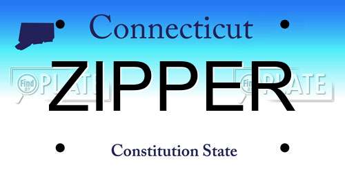 ZIPPER Connecticut License Plate