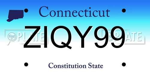 ZIQY99 Connecticut License Plate