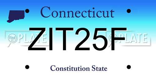 ZIT25F Connecticut License Plate
