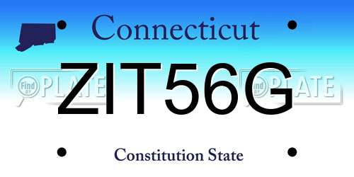 ZIT56G Connecticut License Plate