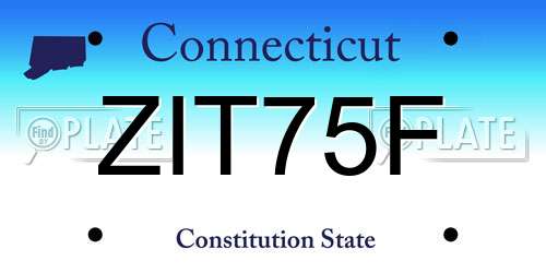 ZIT75F Connecticut License Plate