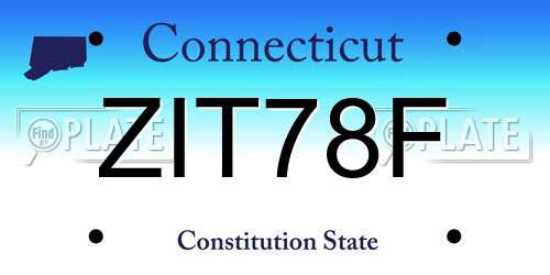 ZIT78F Connecticut License Plate