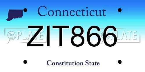 ZIT866 Connecticut License Plate
