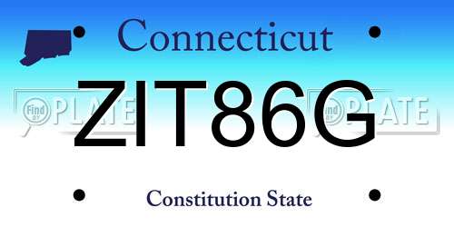 ZIT86G Connecticut License Plate