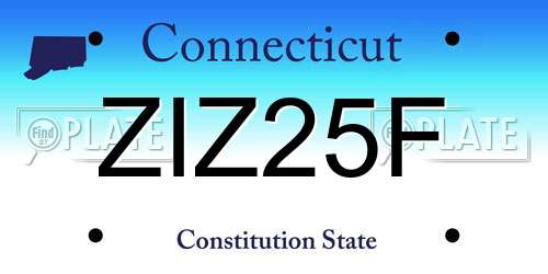ZIZ25F Connecticut License Plate