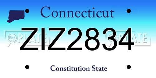 ZIZ2834 Connecticut License Plate