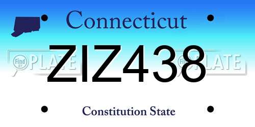 ZIZ438 Connecticut License Plate