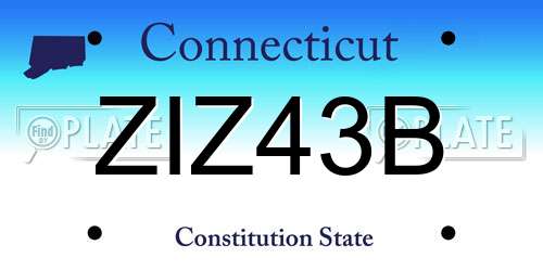 ZIZ43B Connecticut License Plate