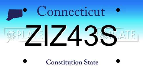 ZIZ43S Connecticut License Plate