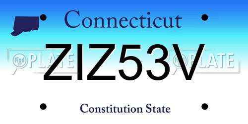 ZIZ53V Connecticut License Plate
