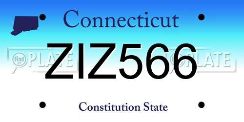 ZIZ566 Connecticut License Plate