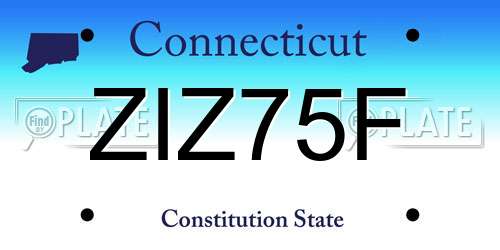 ZIZ75F Connecticut License Plate