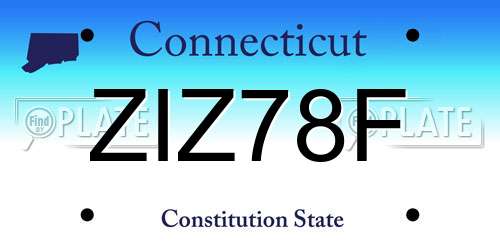 ZIZ78F Connecticut License Plate