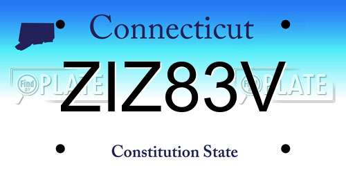 ZIZ83V Connecticut License Plate