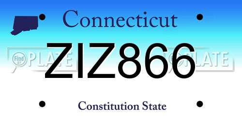 ZIZ866 Connecticut License Plate
