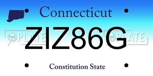 ZIZ86G Connecticut License Plate
