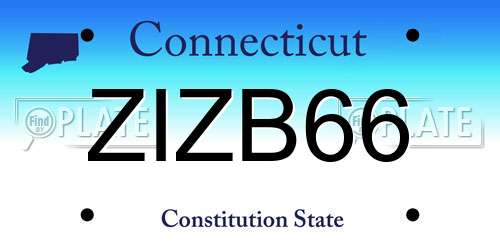 ZIZB66 Connecticut License Plate