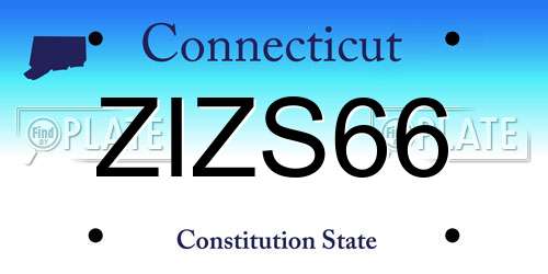 ZIZS66 Connecticut License Plate
