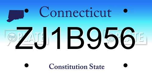 ZJ1B956 Connecticut License Plate